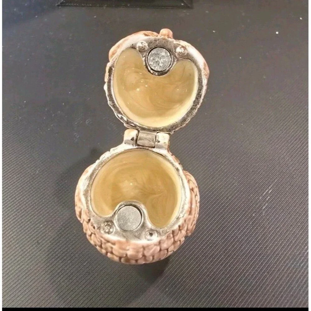 Vintage Liz Claiborne Villager Owl Keepsake Trinket Box Rhinestone Eyes